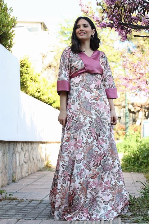 Φόρεμα Open Fashion εμπριμέ σε στυλ κιμονό